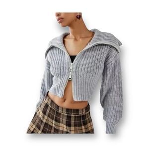 Urban Outfitters Full Zip Cropped Sweater Size Large